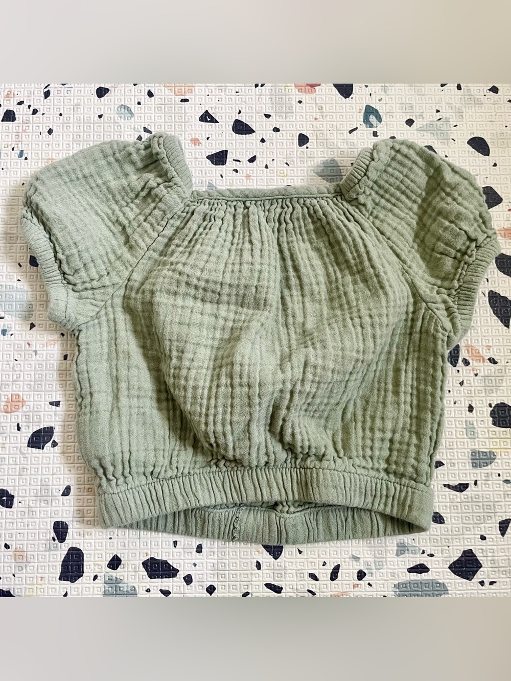Cat & Jack Toddler Girls' Light Olive Cotton Pullover, Squareneck Crop Top - 18M - Picture 2 of 5